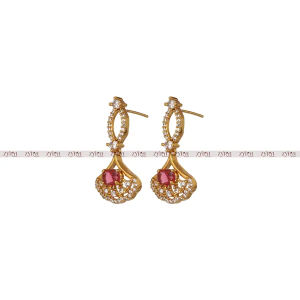 Pink_Stone_Gold_Tone_Necklace_Set_With_Matching_Earrings