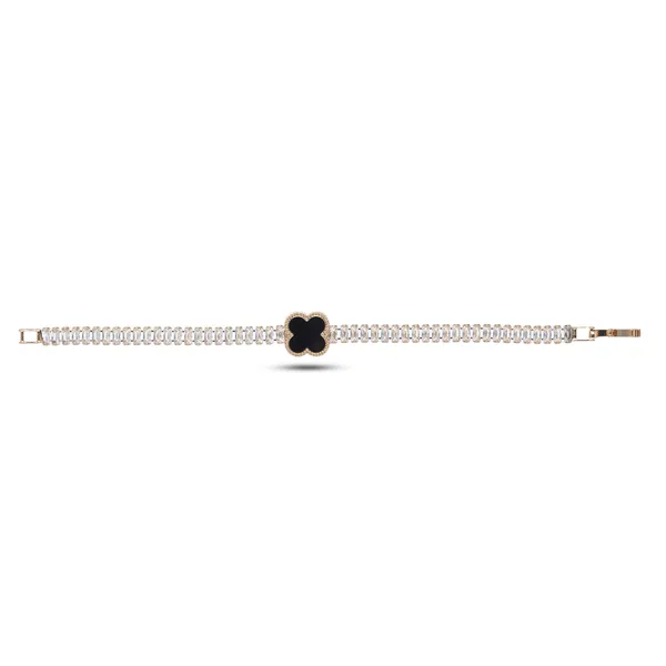 Rose_Gold_Black_Clover_Crystal_Tennis_Bracelet_For_Women