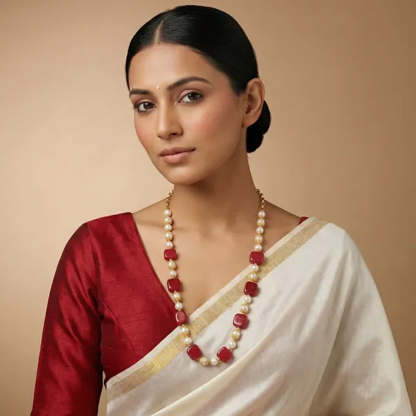 Red_Stone_Pearl_Gold_Chain_Necklace_For_Women
