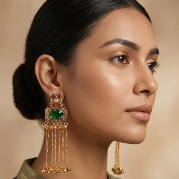 Gold_Plated_Brass_Green_Acrylic_Cascade_Dangle_Earrings_For_Women
