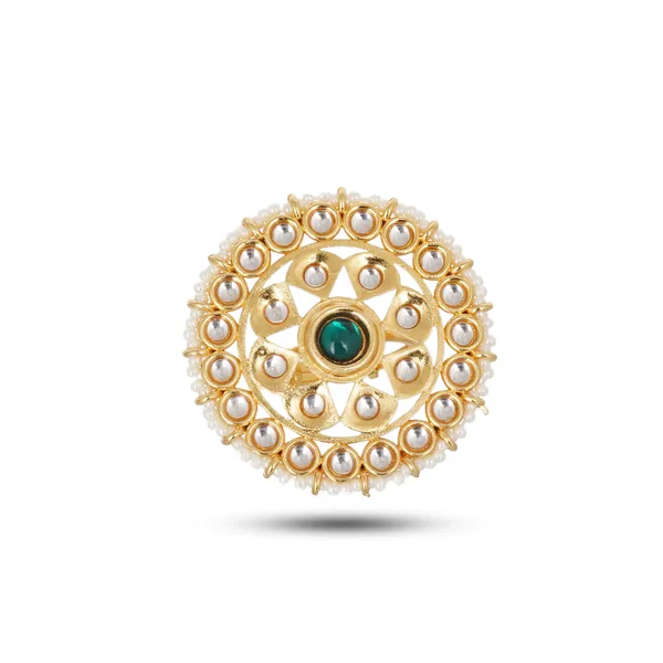 Gold_Plated_Brass_Kundan_Pearl_Ring_Adjustable