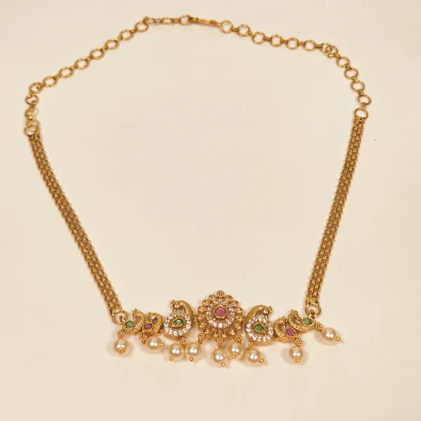 Gold_Plated_Floral_Kundan_Pearl_Drop_Choker_Necklace_For_Women