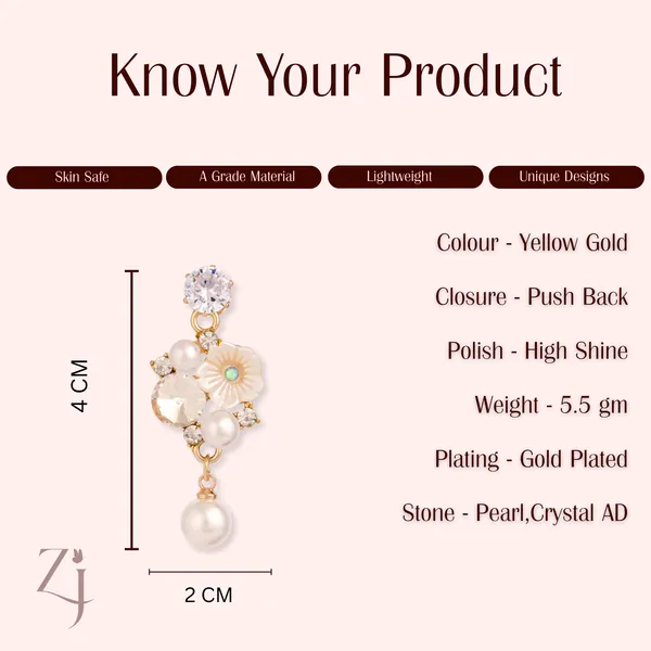 Gold_Plated_Crystal_Pearl_Drop_Earrings_For_Women