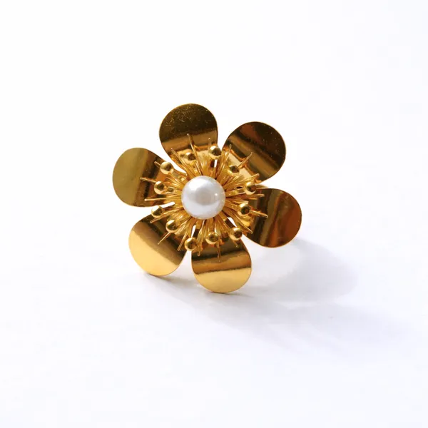 Gold_Plated_Stainless_Steel_Faux_Pearl_Flower_Ring_Size_11