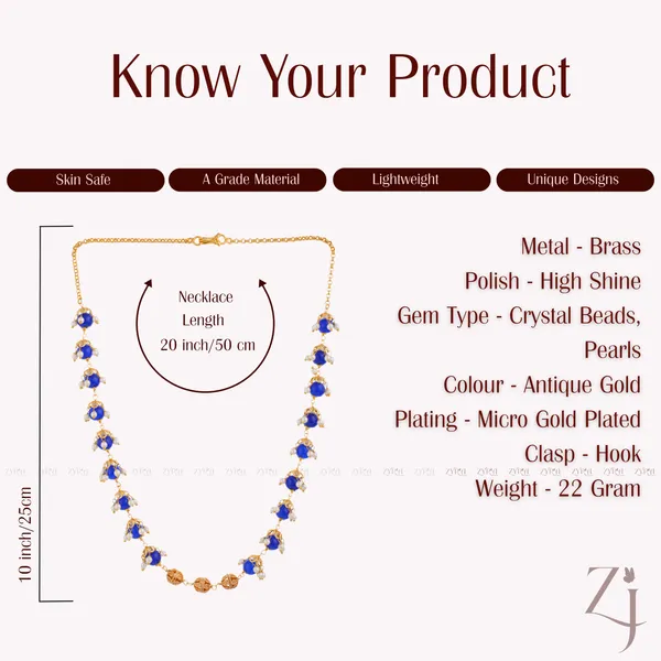 Antique_Gold_Brass_Blue_Crystal_Beads_Necklace_For_Women