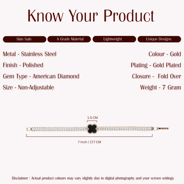 Rose_Gold_Black_Clover_Crystal_Tennis_Bracelet_For_Women