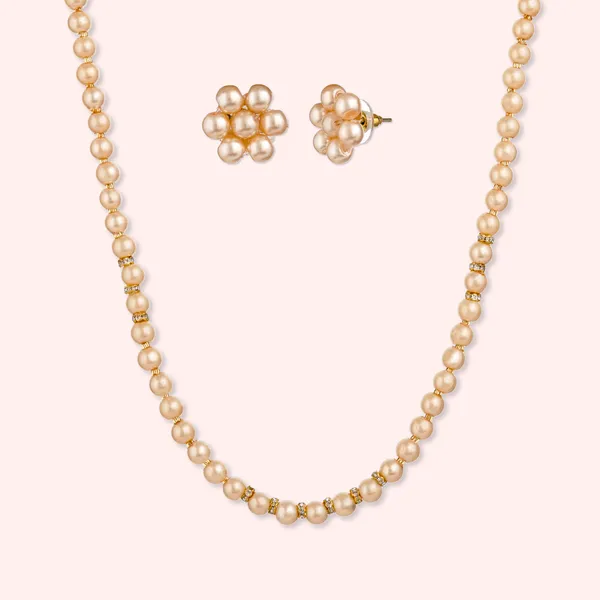 Golden_Pearl_Necklace_Set_With_Floral_Earrings_Set