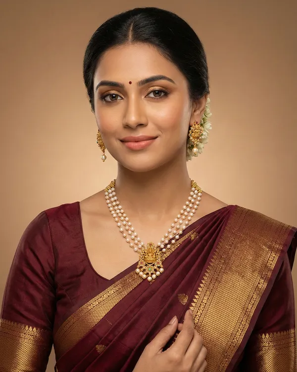 Gold_Pearl_Temple_Design_Necklace_Set_With_Earrings_For_Women