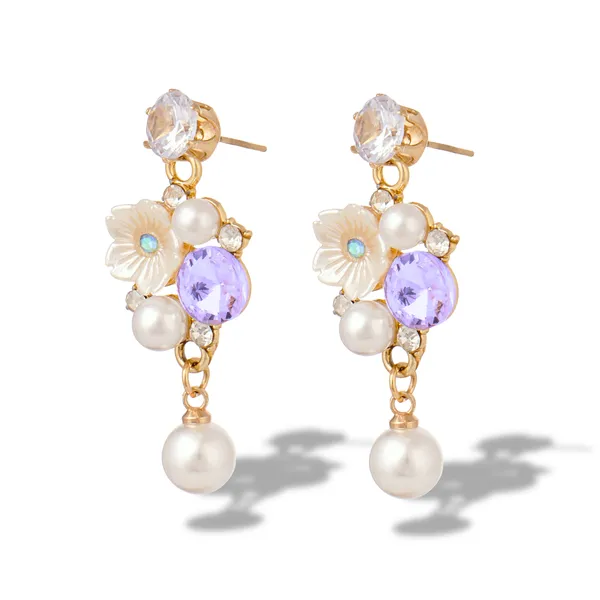 Gold_Tone_Pearl_Crystal_Floral_Drop_Earrings_For_Women
