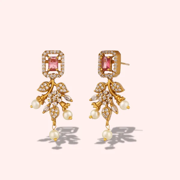Ruby_AD_&_CZ_Necklace_Set_With_Earrings_Gold_Plated_Jewellery_Set