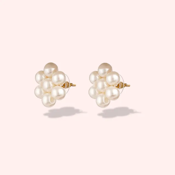 White_Pearl_Floral_Stud_Earrings_With_Gold_Accents