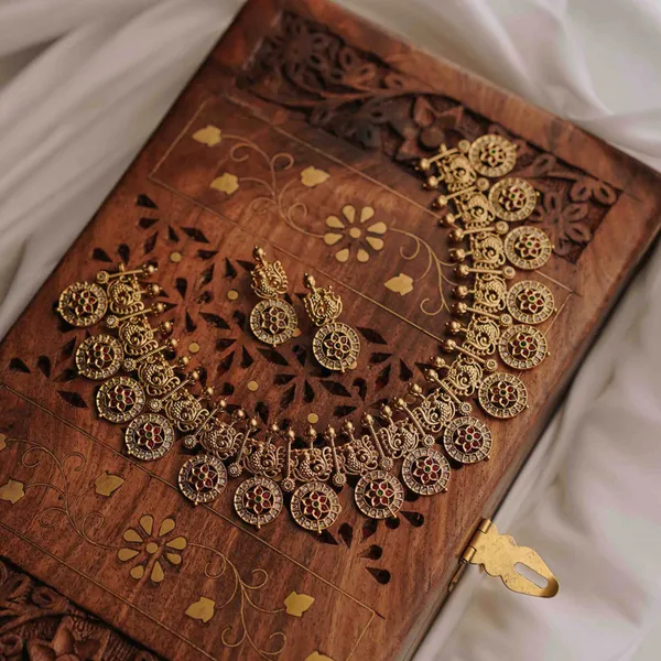 Gold_Plated_Antique_Brass_Necklace_Set_With_Ad_Cz_Stones