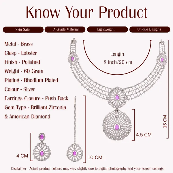 Silver_Rhodium_Plated_Pink_Zirconia_Bridal_Necklace_Set_For_Women