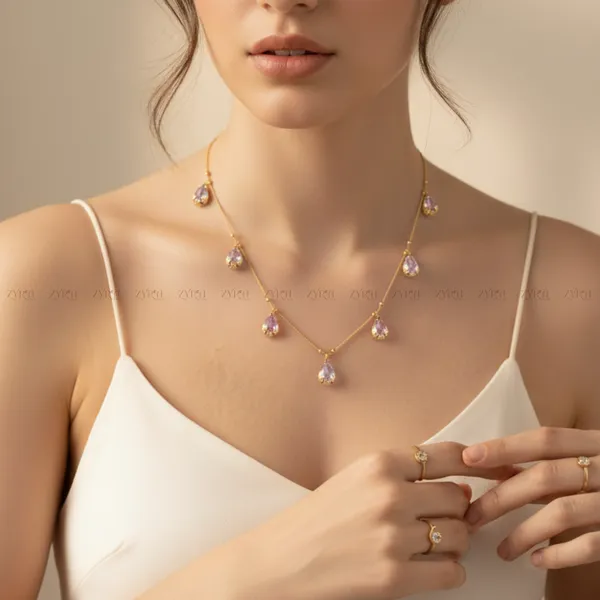 Rose_Gold_Plated_Teardrop_Cubic_Zirconia_Necklace_For_Women