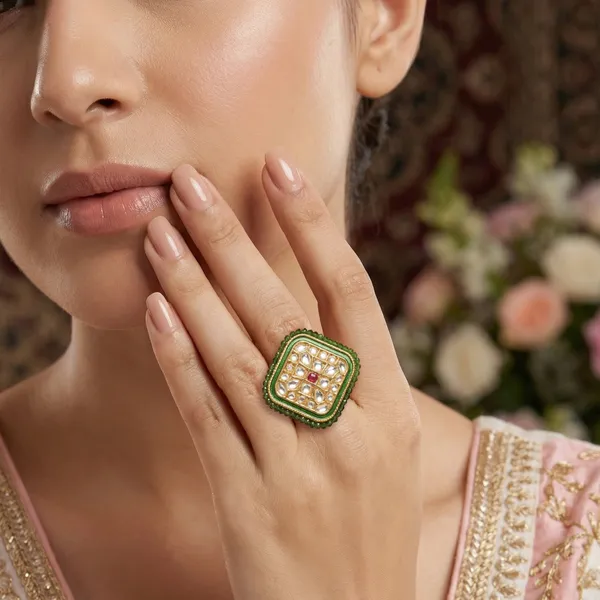 Gold_Plated_Brass_Kundan_Beaded_Ring_For_Women