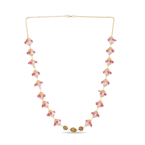 Antique_Gold_Micro_Plated_Pink_Crystal_Beads_Necklace