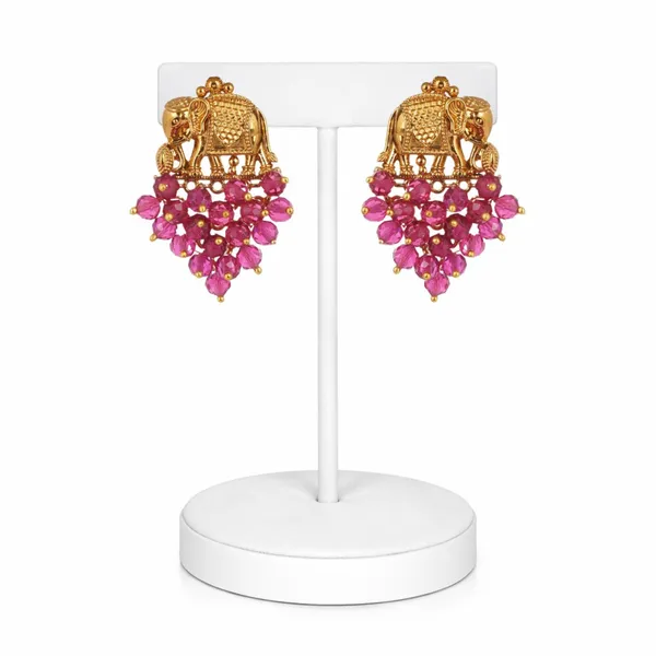 Antique_Gold_Plated_Brass_Elephant_Crystal_Bead_Earrings