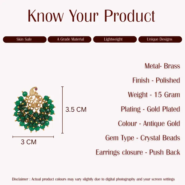Antique_Gold_Plated_Green_Crystal_Beads_Peacock_Earrings