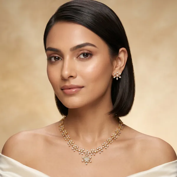 Gold_Floral_Crystal_Necklace_And_Earring_Set_For_Women