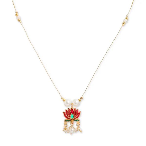 Gold_Plated_Lotus_Pearl_Pendant_Necklace_For_Women