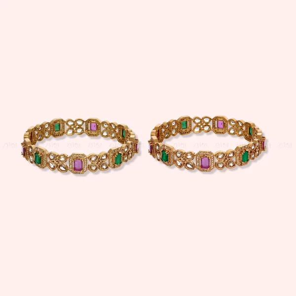 Gold_Tone_Antique_Finish_Kundan_Bangle_Set