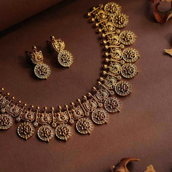 Gold_Plated_Antique_Brass_Necklace_Set_With_Ad_Cz_Stones