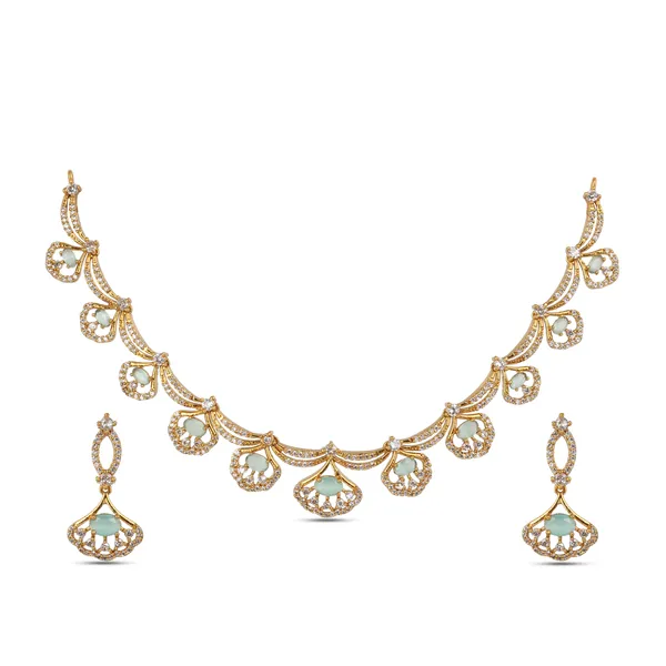 Antique_Gold_Plated_Brass_Ad_Cz_Stone_Necklace_Earrings_Set