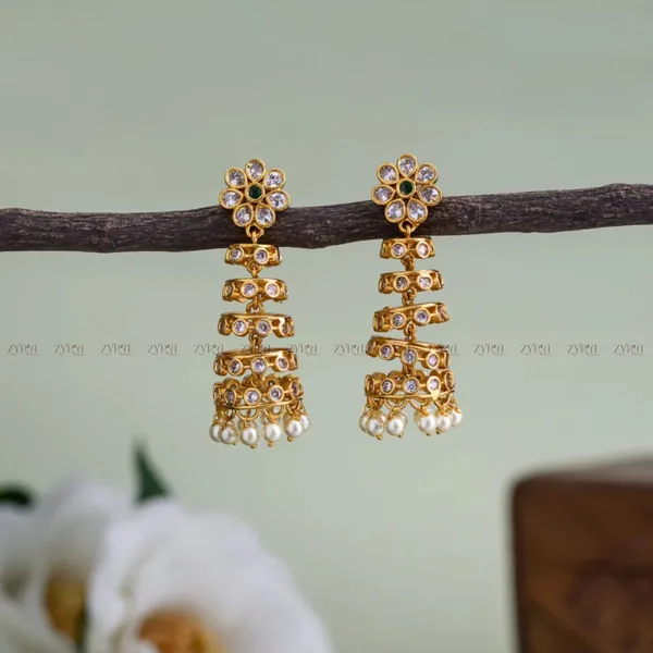 Antique_Gold_Plated_Zircon_Pearl_Jhumka_Earrings_For_Women