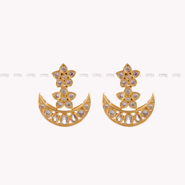 Gold_Plated_Stone_Studded_Crescent_Moon_Necklace_Set_For_Women