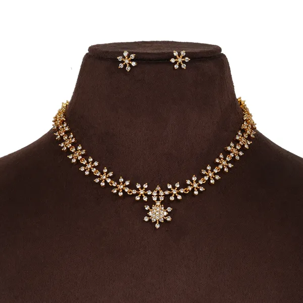 Gold_Floral_Crystal_Necklace_And_Earring_Set_For_Women