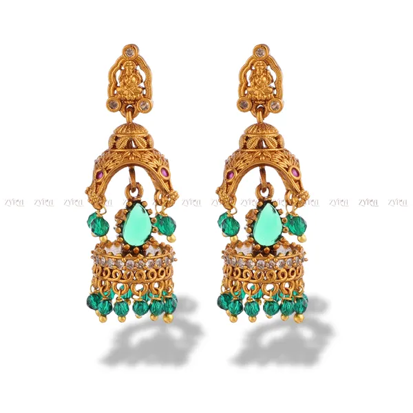 Antique_Gold_Micro_Plated_Brass_Turquoise_Jhumka_Earrings_For_Women
