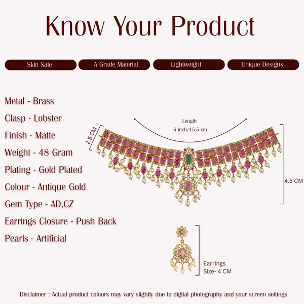 Gold_Plated_Ruby_Emerald_Choker_Necklace_Set_With_Pearl_Drops