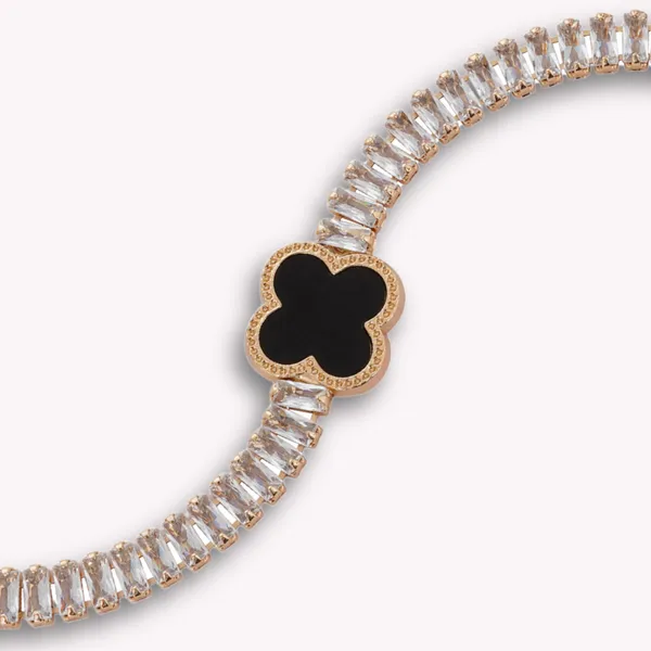 Rose_Gold_Black_Clover_Crystal_Tennis_Bracelet_For_Women