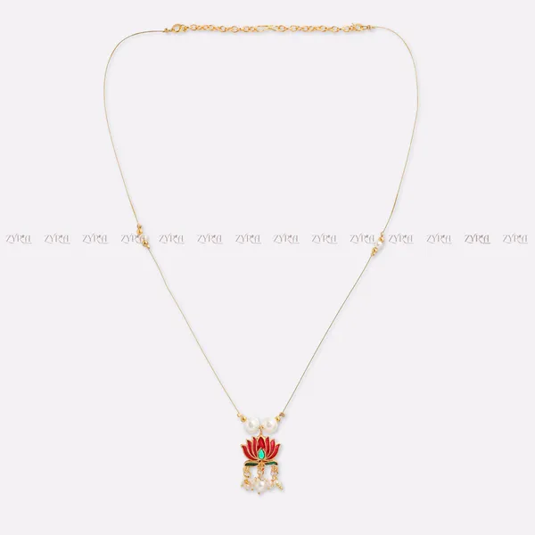 Gold_Plated_Lotus_Pearl_Pendant_Necklace_For_Women