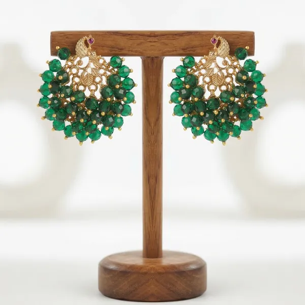 Antique_Gold_Plated_Green_Crystal_Beads_Peacock_Earrings
