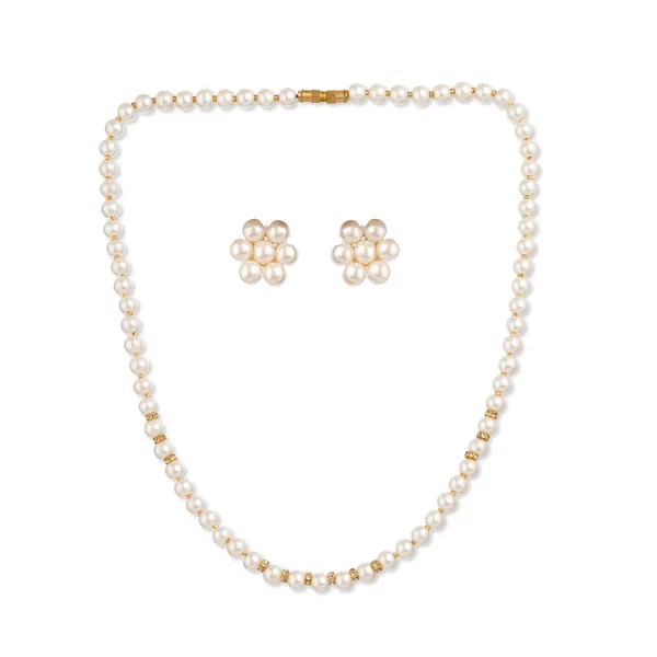 White_Pearl_Floral_Stud_Earrings_With_Gold_Accents