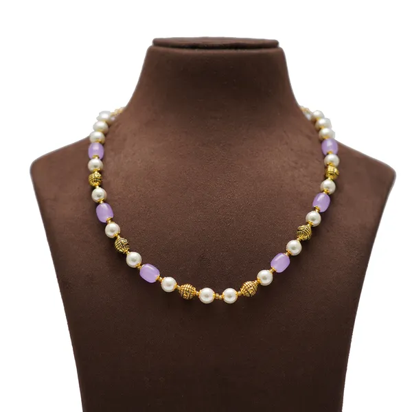 Gold_Plated_Pearl_And_Lavender_Crystal_Bead_Necklace