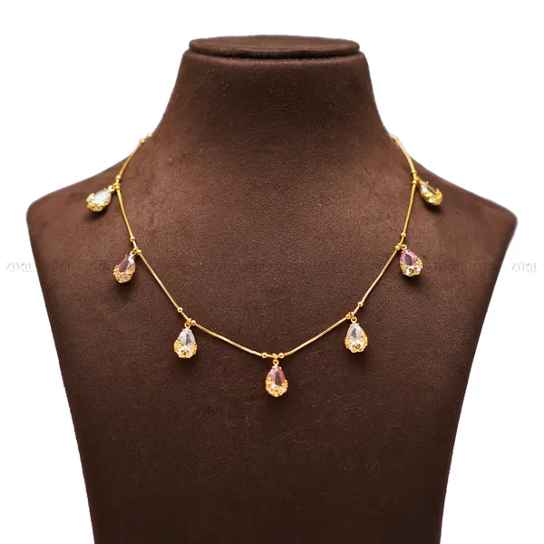 Rose_Gold_Plated_Teardrop_Cubic_Zirconia_Necklace_For_Women