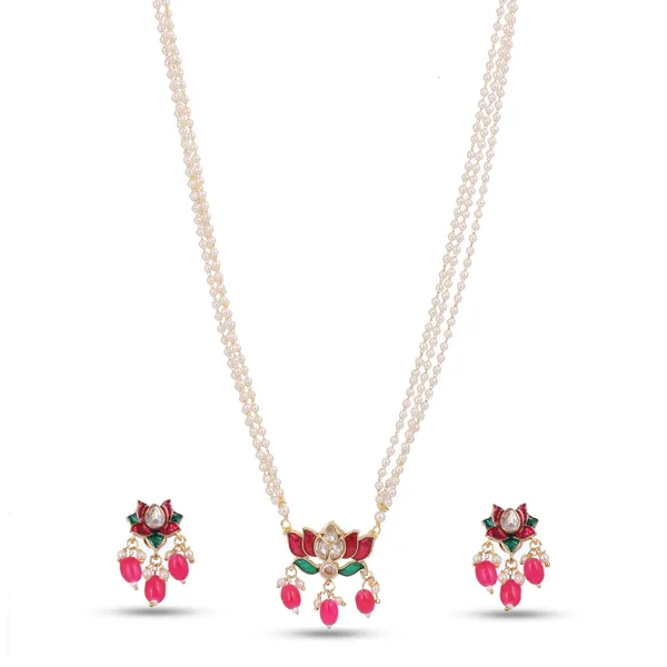 Gold_Plated_Pearl_Necklace_Set_With_Multicolor_Stone_Pendant