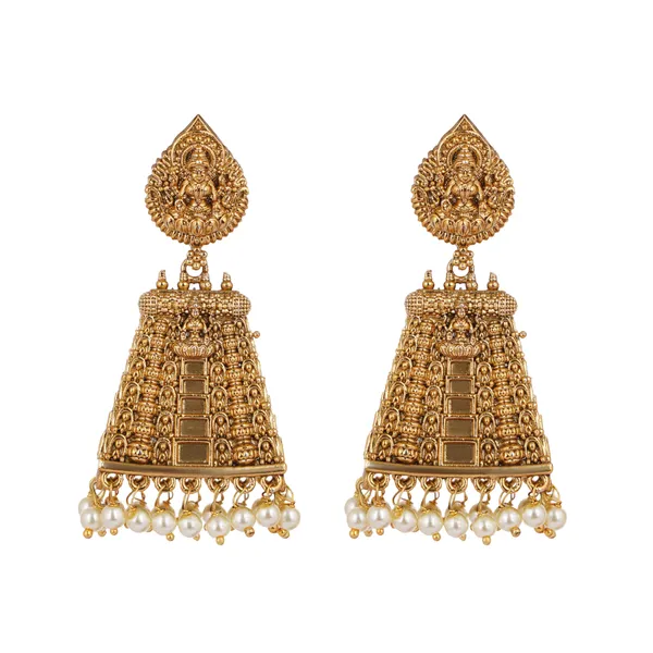 Gold_Plated_Temple_Jhumka_Earrings_With_Pearls