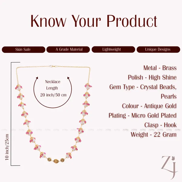 Antique_Gold_Micro_Plated_Pink_Crystal_Beads_Necklace
