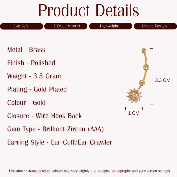 AAA_Grade_Cubic_Zirconia_Studded_Gold_Plated_Ear_Cuff_Earring_