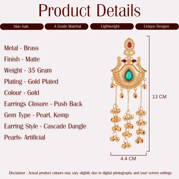 Gold_Toned_Emerald_Red_Stone_Chandbali_Earrings_With_Jhumka_Drops