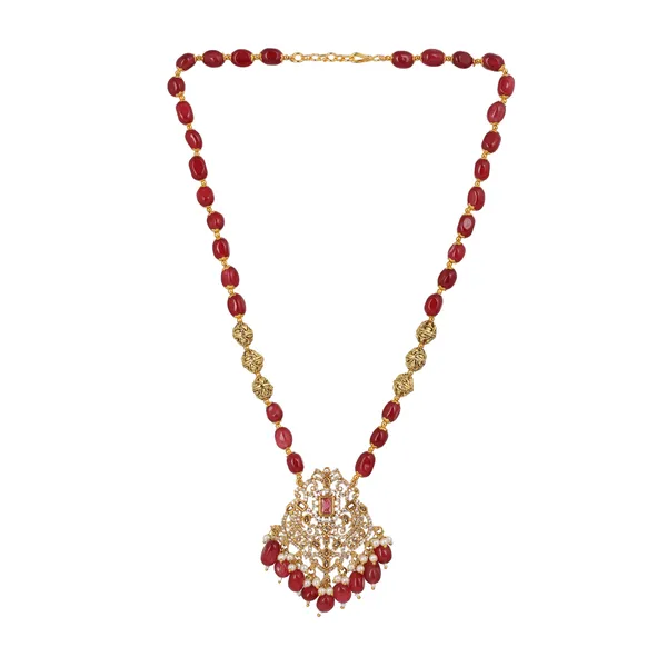 Red_Beaded_Gold_Tone_Kundan_Necklace_Set_With_Earrings