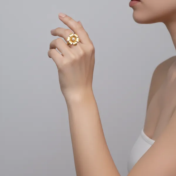 Gold_Plated_Stainless_Steel_Faux_Pearl_Flower_Ring_Size_11