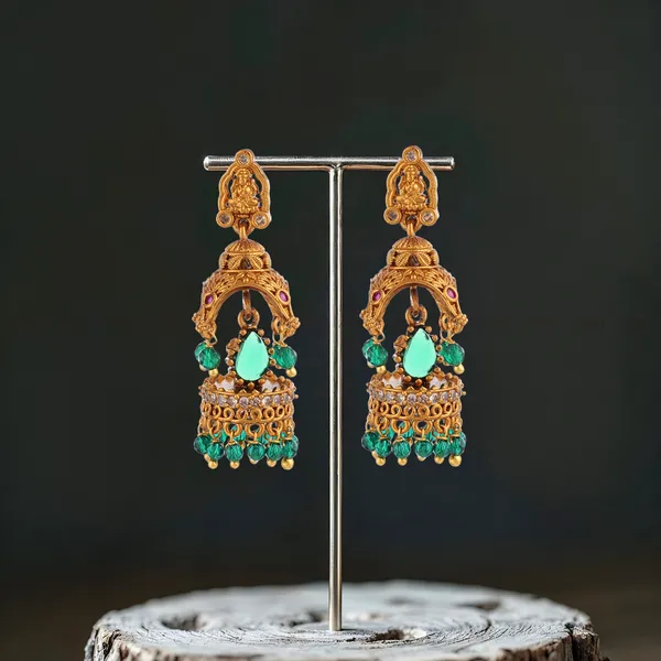 Antique_Gold_Micro_Plated_Brass_Turquoise_Jhumka_Earrings_For_Women