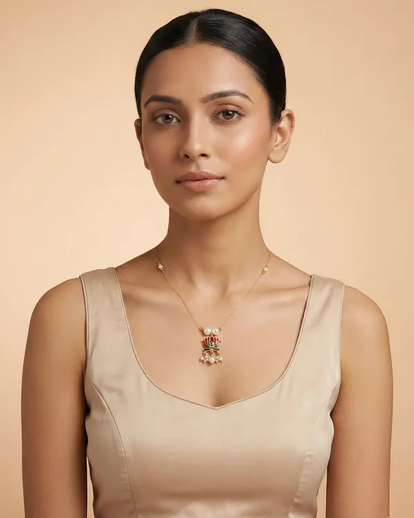 Gold_Plated_Lotus_Pearl_Pendant_Necklace_For_Women