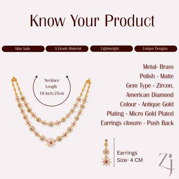 Gold_Plated_Starburst_Necklace_And_Earrings_Set_With_Cz_Stones