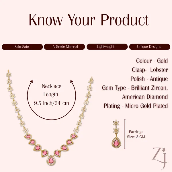 Pink_Stone_Gold_Plated_American_Diamond_Necklace_Set_For_Women