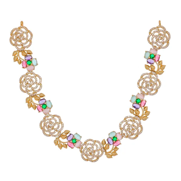 Gold_Plated_Floral_Necklace_And_Earrings_Set_For_Women